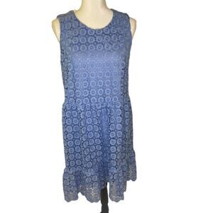 52Seven sleeveless light blue baby doll style dress with lace overlay Size 14